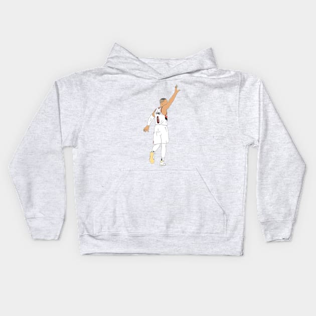 Damian Lillard Waves Goodbye Kids Hoodie by etheleastman